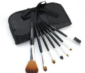 ColorShine High Qulity 7Pcs Pro Makeup Make Up Cosmetic Brush Set Kit w/ Leather Case - Black