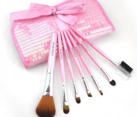 ColorShine High Qulity 7Pcs Pro Makeup Make Up Cosmetic Brush Set Kit w/ Leather Case - Pink