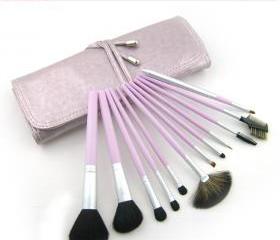 High Quality Goat hair wool Purple 12Pcs Professional Beauty Makeup Brush Set with Bag