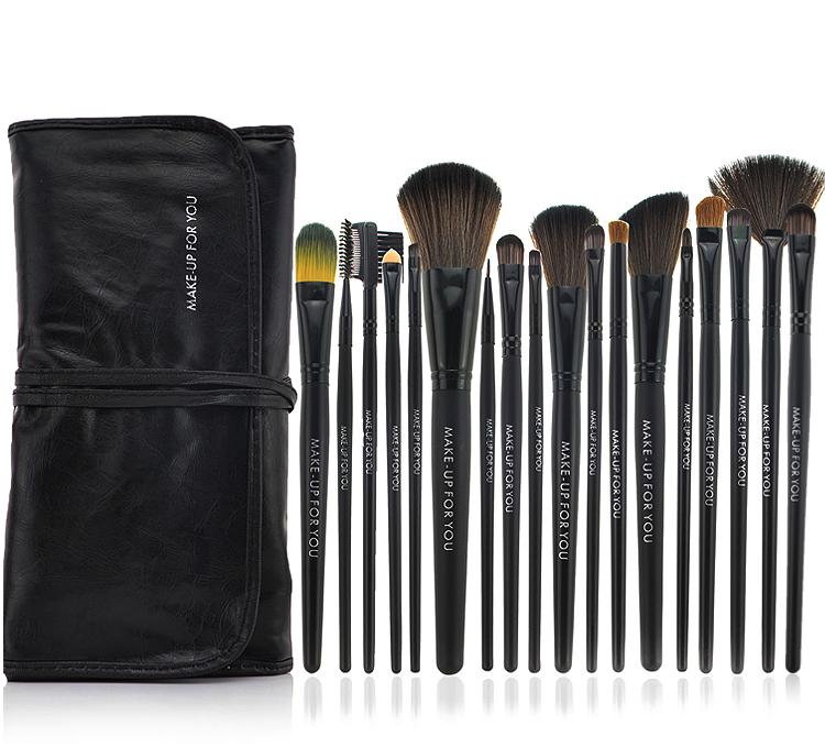 High Quality 18 PCS Professioal Makeup Brush Set With Black Leather